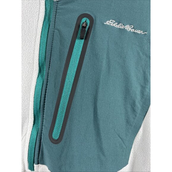 Eddie Bauer Men's Fleece Sweater XL 1/4 Zip Green Pocket Pullover Long Sleeve - Picture 5 of 10